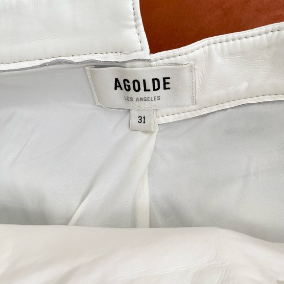 Agolde Recycled Leather Criss Cross Jeans Straight Leg Pants in White Size 31 - Picture 7 of 10